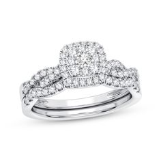 a white gold diamond ring set