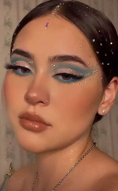 Blue Makeup Looks Brown Eyes, Witty Sayings, Rave Makeup, Play On Words, Halloween Makeup Inspiration, Dramatic Makeup