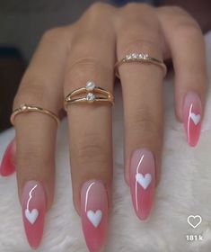 February Nails, Colorful Nails, Classy Acrylic Nails, Pretty Gel Nails, Soft Nails, Heart Nails, Fire Nails, Chic Nails