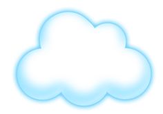 a blue cloud floating in the sky on a white background with copy space for your text