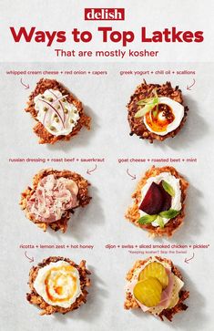 different types of food on top of each other with words describing them in english and spanish