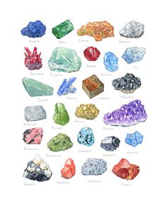 an image of different colored rocks and crystals