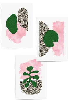 set of 3 pink and green leopard print wall decor Christmas Wall Art Canvas, Colour Display, Shapes And Colors, Space Print, Vibrant Energy, Green Wall Art, Green Abstract, Red And Teal, Christmas Wall Art