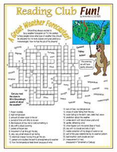 the reading club fun crossword puzzle game for adults and children, with an image of a bear holding a flag