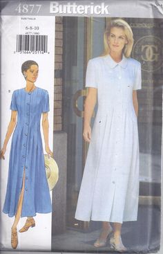 a women's dress and hat sewing pattern from butterick, with an image of a woman in the background