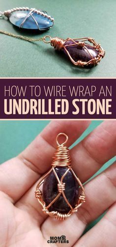 how to wire wrap a necklace with an ironed stone and gold plated wire