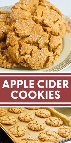 apple cider cookies on a plate with the title above it