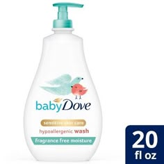 Baby bath time is special. And with baby skin being 30% thinner than ours, the best care is the gentlest. To help protect your little one's skin, we created Baby Dove Fragrance Free Moisture Hypoallergenic Baby Wash to provide ultra-gentle care for baby's sensitive skin. 

Unlike other baby washes, our tear-free and hypoallergenic baby wash and shampoo is made with 100% skin-natural nutrients, which are identical to those naturally found in skin, and prebiotic moisture to help replenish the esse Pampers Easy Ups, Baby Body Wash, Baby Bath Time, Sensitive Skin Care, Shea Moisture Products, Baby Body, Free Baby Stuff, Fragrance Free, Skin So Soft