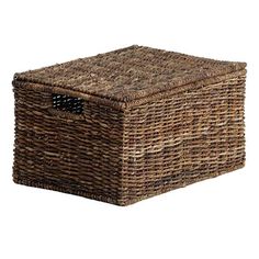 an empty wicker basket on a white background