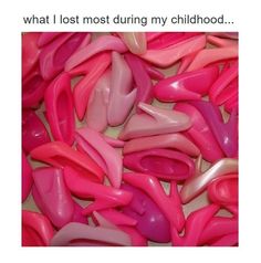 some pink and white plastic objects on a table