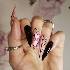 Heart Nails Pink, Nude Press On Nails, Nails Heart, Nails Luxury