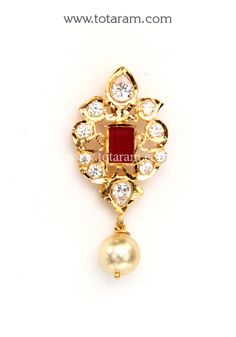 22 Karat Gold Pendant With Cz, Color Stone & Culture Pearl      - 235-GP4545 - in 4.300 Grams for USD $412.21 USD.  Made in India by Totaram Jewelers Online this product is in Gold - 22 Karat BIS Hallmark 916 Gold  & is an excellent gift for Adult - Women. Ships fully insured with secured guaranteed delivery for free with your order over $250 from New Jersey USA & comes with 30 days exchange policy. Cz Locket Gold, Gold Stone Earrings Designs, Gold Pendent, Pearl Jewelry Design, Gold Jewelry Simple Necklace, Jewelry Illustration, Gold Bridal Jewellery Sets, Gold Pendant Jewelry