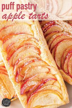 puff pastry apple tarts on a white plate