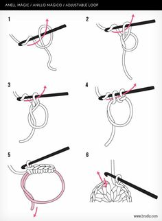 instructions to crochet an umbrella with yarn and knitting needles, step by step