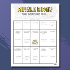 a printable game with the words mingle bingo and someone who is missing