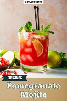 christmas pomegranate mojito cocktail recipe