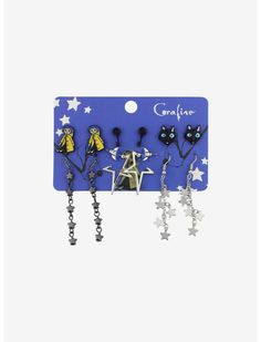 Coraline Star Earring Set | Hot Topic Cool Trinkets, Coraline Jewelry, Coraline Merch, Coraline Earrings, Hot Topic Earrings, Coraline Aesthetic, Coraline Doll, Star Earring, Other World