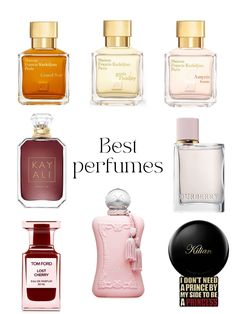 #perfume #fragrance #musthave #viral #popular #burberry #kilian #delina #tomford #kayali #mfk #vanilla #rose #sweet #strawberry #cherry Mfk Perfume Aesthetic, Victor Rolf Perfume, Mfk Perfume, Kayali Perfume, Kilian Perfume, Cherry Perfume, Best Perfumes For Women, Burberry Perfume