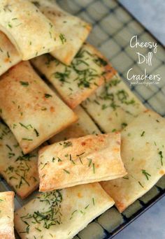 cheesy dill crackers on a cooling rack