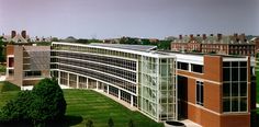 an aerial view of a building with many windows