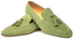 #Handmade #Green #Suede #Vintage #Leather #Tassel #Loafer #Moccasins #Formal_Dress_Shoes #Lead_Style Green Suede Shoes, Green Loafers, Cowboy Shoes, Moccasins Style, Leather Formal Shoes, Casual Leather Shoes