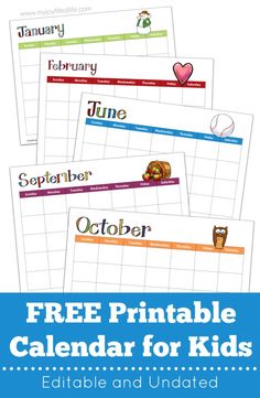 the free printable calendar for kids to use