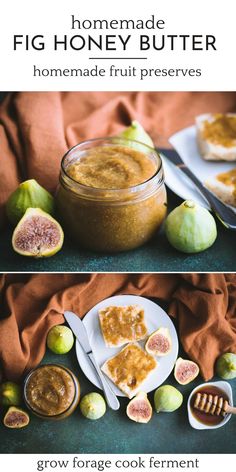 homemade fig honey butter recipe with fresh figs and sliced figs