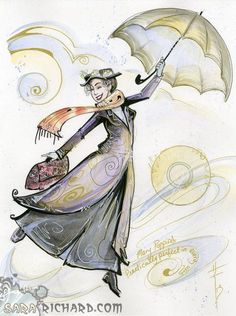 a drawing of a woman holding an umbrella in her hand and wearing a long dress