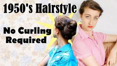 I like this video, but your hair doesn't have to be ALL up.  You could stop at any place in the pinning & rolling. 1950s Updo, 1950s Hair Tutorial, 1950s Hairstyles For Long Hair, Easy 50s Hairstyles, 1950 Hairstyles, Hairstyle For Straight Hair, 1950 Hairstyle, 1950s Hairstyle, Updo For Long Hair