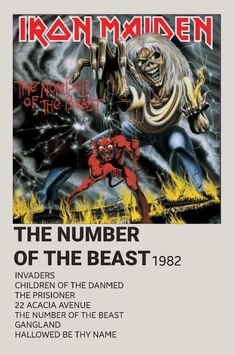 an advertisement for iron maiden's album, the number of the beast