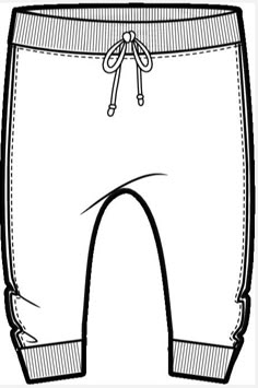 a drawing of a pair of pants with drawstrings on the bottom and side