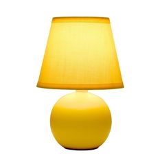 a yellow table lamp on a white background