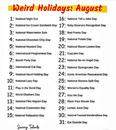 the national holiday calendar is shown in red, yellow and white with words on it