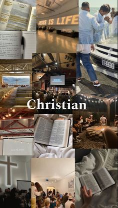 a collage of photos with the words christian