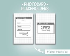 a notebook with the text photocard placeholders on it and an image of a notepad