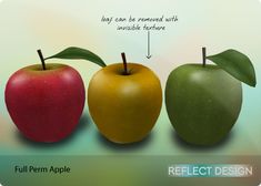 an image of three apples that are different colors