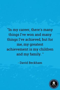 a quote from david beckham on the blue background with an image of water and clouds