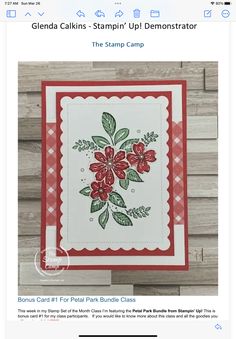 a card with flowers on it and the words, stampin'up demonsator