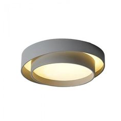 an image of a modern ceiling light that is white and grey with yellow lights on it