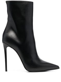 black nappa leather/goatskin/calf leather pointed toe side zip fastening ankle-length 120mm heel high stiletto heel branded insole Black, Ankle Boots, Boots, Nappa Leather, Stiletto Heel, Side Zip, Calf Leather, Ankle Boot