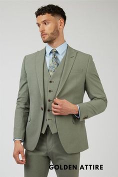 "This is a Classic 3 Piece Suit by Golden Attire crafted from high quality fabric and imported materials. Our products are handcrafted by experienced tailors who make sure the that the stitching is precise, lining is proper and the overall product is sturdy enough to not go out of shape for more than a few years. Also all our products have extra margins in their length, sleeves, sides so it's easily alterable if your size changes after some time. To see more available colours and designs in this collection, Check out the 'Classic Two Piece Suits' Section. *This is a 3 piece set of a jacket and a trouser. *We also offer customization so we can provide you an even better fit if you massage us your measurements (in inches) of Chest, Stomach, Waist, Hip, Shoulder and Actual Height after orderi Grooms Sage Green Suit, Sage Green Groomsman Suit, Men’s Sage Green Suit, Sage Wedding Suits Men, Sage Wedding Outfit, Sage Green Suit Wedding Women, Safe Green Suit, Moss Green Suit Men, Men Sage Green Wedding