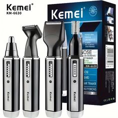 Kemei KM-6630 4 in 1 Nose Eyebrow Hair Beard Trimmer Rechargeable Electric Shaver Nose Ear Trimmer Ear Hair Removal, Nose Trimmer, Eyebrow Grooming, Clean Shave, Nose Hair Trimmer, Eyebrow Trimmer, Beard Trimmer, Trimmer For Men, Ear Hair