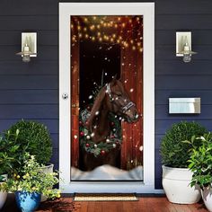 Christmas Barn Horse Door Cover, Christmas Horse Decor, Xmas Door Covers, Christmas Gift, Christmas Door Coverings Horse Barn Doors, Horse Door, Christmas Door Cover, Horse Doors, Christmas Barn, Door Mural, Christmas Horse, Door Coverings, Door Wraps