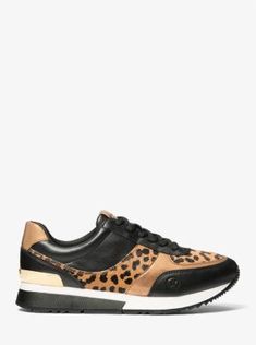 A retro running trainer with modern appeal, the Andi features a combination of leopard-print calf hair and smooth panels. Rubber soles provide plenty of support. For off-duty style at its smartest, team this lace-up pair with an oversized blazer and shorts. Leopard Print Leather Sporty Sneakers, Sporty Leopard Print Sneakers For Streetwear, Leopard Print Leather Sneakers With Branded Insole, Leopard Print Leather Low-top Sneakers, Sporty Leopard Print Sneakers With Round Toe, Sporty Sneakers With Leopard Print And Round Toe, Leather Low-top Leopard Print Sneakers, Sporty Low-top Leopard Print Sneakers, Sporty Leopard Print Low-top Sneakers