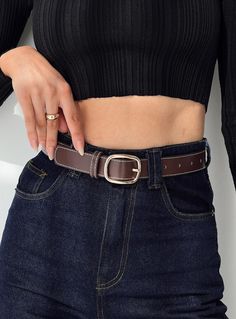 Belt Faux leather material, contrast stitching, gold-toned buckle Princess Polly Lower Impact 100% reclaimed PU Length S/M adjusts from: 63cm - 79cm / 24.8in - 31.1in Belts Aesthetic, Adventure Accessories, Festival Belt, Travel Chic, Travel Belt, Pink Formal Dresses, Belt Brown, Online Shop Accessories, Brown Leather Belt