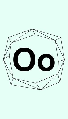 the letter o is inscribed in black on a light blue background with geometric shapes and lines