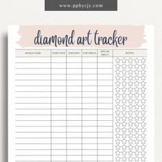 a printable diamond art tracker