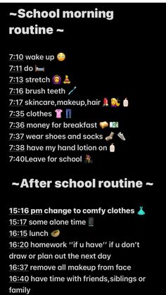 This is a morning school and after school routine Morning School Routine, Routine After School, Karate Kata, After College, Night Routine