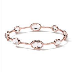 Brand New. 1 Left. Comes With Leather Ippolita Pouch. From The Ippolita Rose Collection. Eight-Stone Bracelet. Sterling Silver Mixed With A Precious Alloy Of 18-Karat Gold And Plated With 18-Karat Rose Gold. Oval-Cut Clear Quartz. 7.5" Circumference Fits Size 2 Us. Msrp: $750 Each, Available At Www.Ippolita.Com Ippolita Jewelry, Womens Jewelry Trends, Open Bangle Bracelet, Diamond Bracelet Design, Extraordinary Jewelry, Hammered Bangles, Buying Gold, Diamond Bangles Bracelet, Necklace For Girlfriend