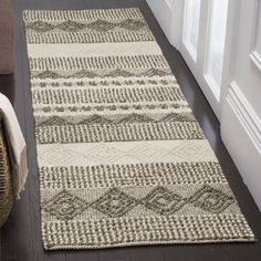 a large rug on the floor in front of a window